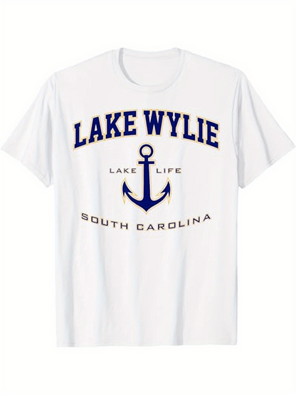 Men's Graphic T-Shirt Lake Life South Carolina With Nautical Anchor Design