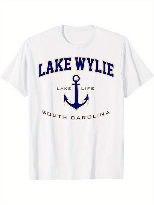 Men's Graphic T-Shirt Lake Life South Carolina With Nautical Anchor Design