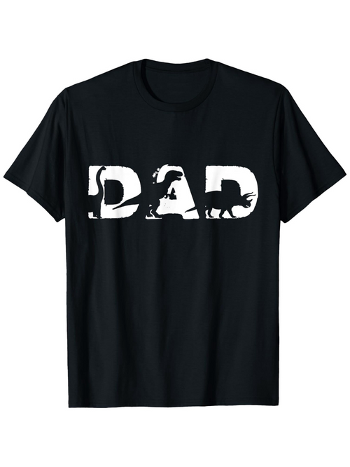 Men's Graphic T-Shirt Distressed Bold Letters With Animal Silhouette Among DAD Text