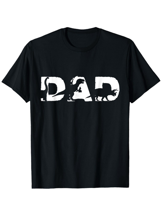 Men's Graphic T-Shirt Distressed Bold Letters With Animal Silhouette Among DAD Text