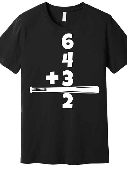 Men's Graphic T-Shirt Stacked White Numbers With Baseball Bat Addition Theme
