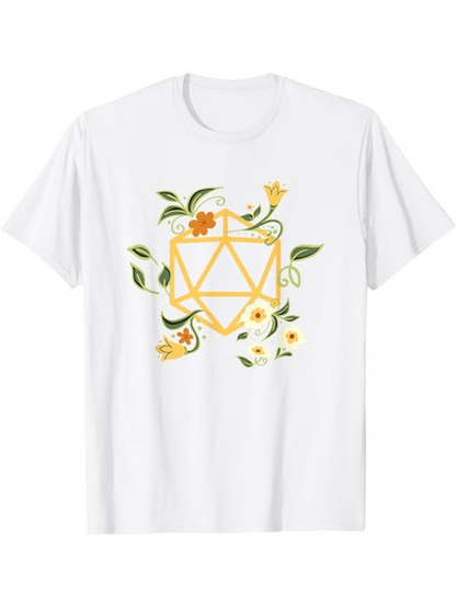 Men's Graphic T-Shirt Yellow Geometric Floral Design With Leaves And Blossoming Flowers