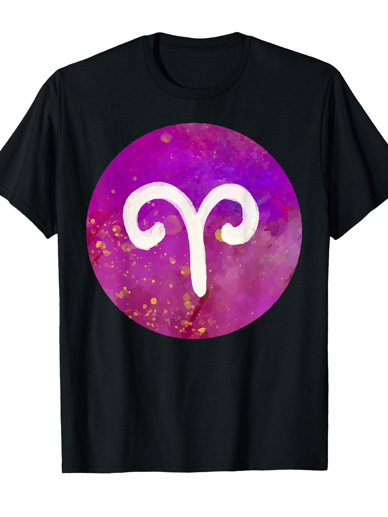Men's Graphic T-Shirt Vibrant Cosmic Pink Circle With Bold Aries Symbol