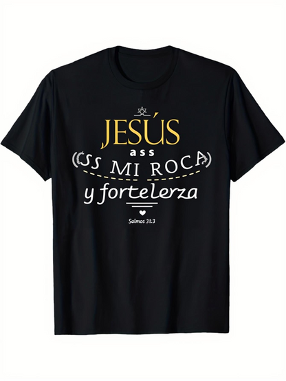 Men's Graphic T-Shirt Bold Lettering With Artistic Christian Message Text