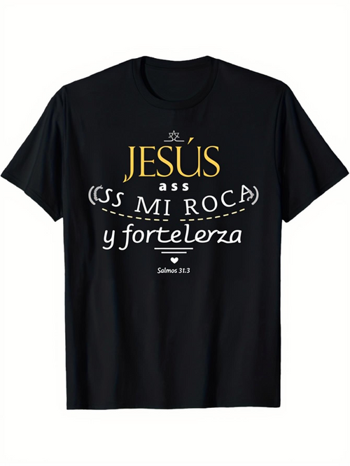 Men's Graphic T-Shirt Bold Lettering With Artistic Christian Message Text