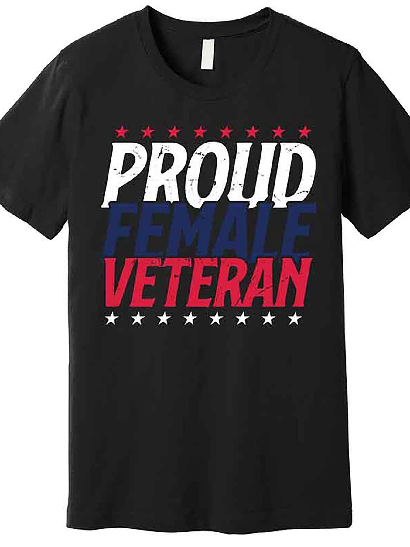 Men's Graphic T-Shirt Proud Female Veteran Bold Patriotic Lettering With Decorative Stars T Shirt