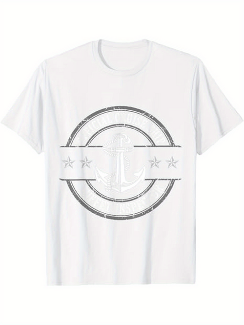 Men's Graphic T-Shirt Vintage Nautical Anchor Emblem With Stars And Circular Lines Anchor