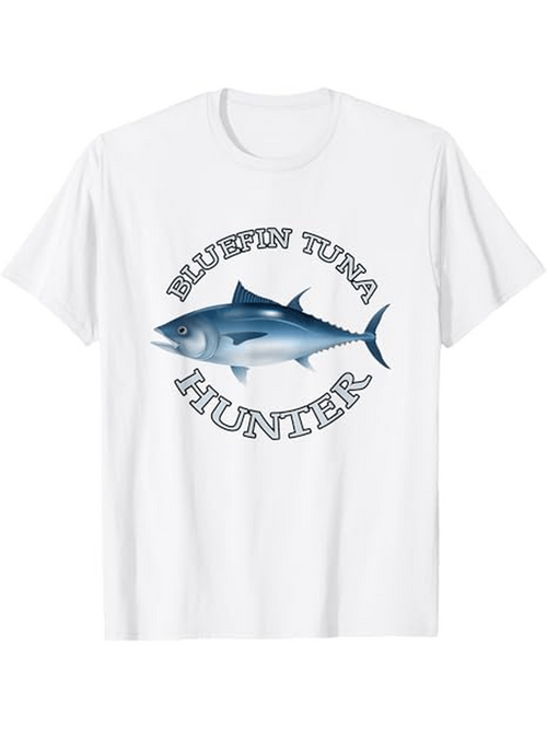Men's Graphic T-Shirt Bluefin Tuna Hunter With Oceanic Watercolor Style Majestic Fish Motif