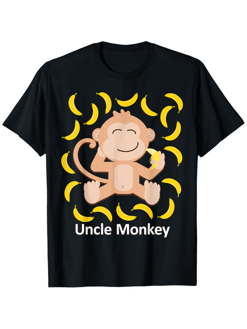 Men's Graphic T-Shirt Uncle Monkey Surrounded By Smiling Cartoon Monkey Holding Bananas