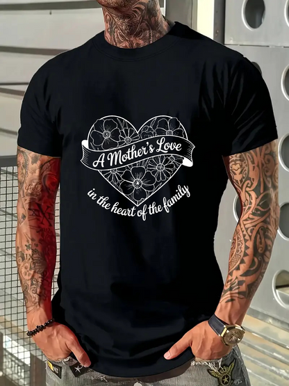 Men's Graphic T-Shirt A Mothers Love Intricate Mandala Patterns With Elegant Heart Outline