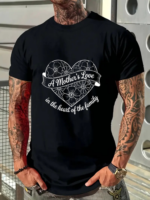 Men's Graphic T-Shirt A Mothers Love Intricate Mandala Patterns With Elegant Heart Outline