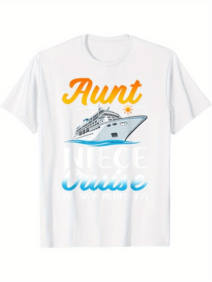Men's Graphic T-Shirt Aunt Niece Cruise Sunset Ocean Waves With Family Vacation Ship
