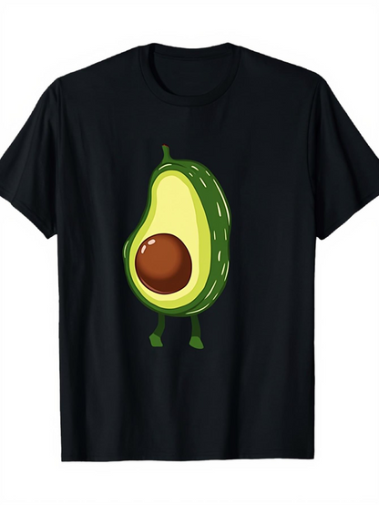 Men's Graphic T-Shirt Cartoon Style With Playful Standing Avocado Character
