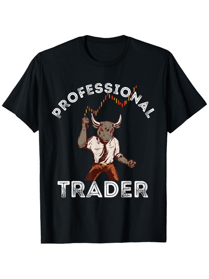 Men's Graphic T-Shirt Professional Trader Cartoon Bull With Raised Arm Rope