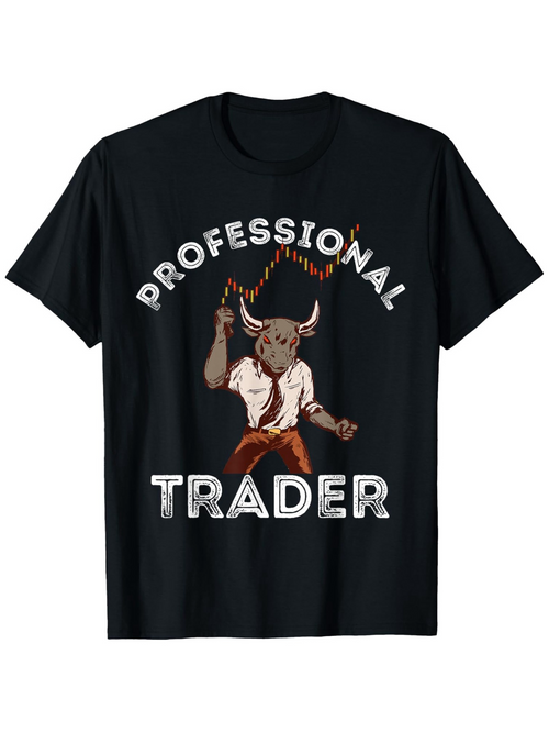 Men's Graphic T-Shirt Professional Trader Cartoon Bull With Raised Arm Rope