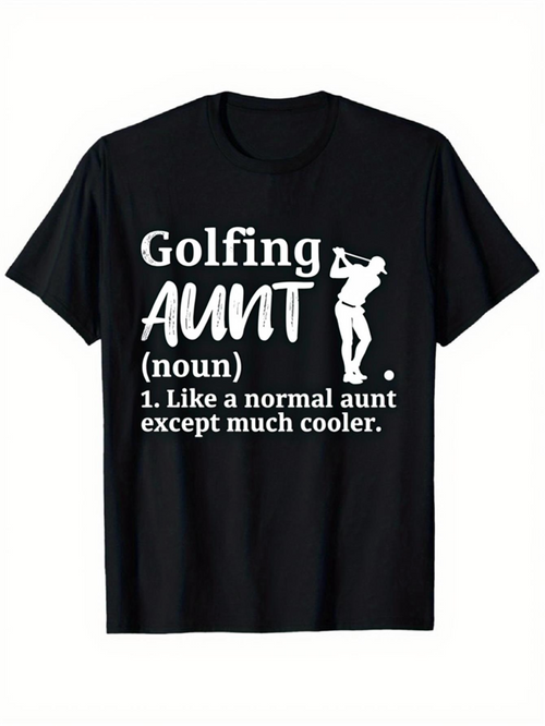 Men's Graphic T-Shirt Golfing Aunt Silhouette With Club And Fun Definition Text