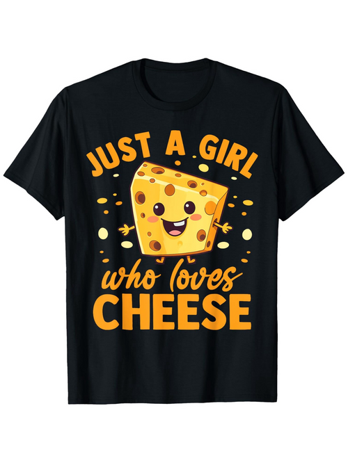 Men's Graphic T-Shirt Just A Girl Who Loves Melted Smiling Cartoon Cheese Slice