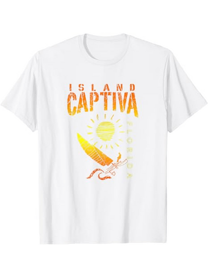 Men's Graphic T-Shirt Island Captiva Sunny Graphic With Beach Surf Icons Surfboard