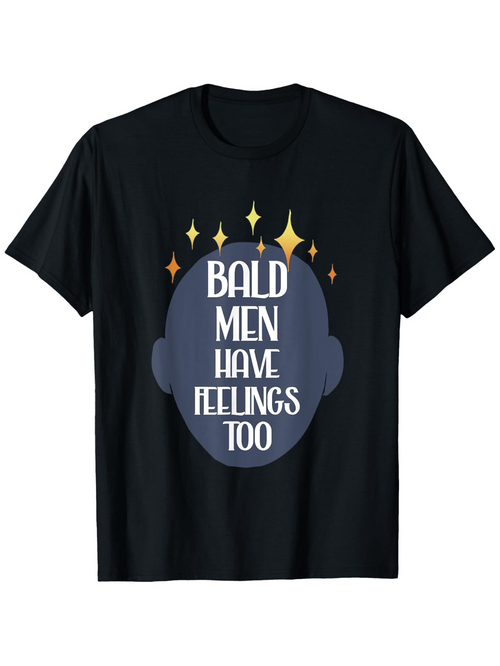 Men's Graphic T-Shirt Bald Men Have Feelings Too Shining Stars Over Cartoon Bald Head