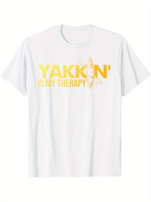 Men's Graphic T-Shirt Yakkin Is My Therapy With Abstract Kayak Oar Sunburst Artwork