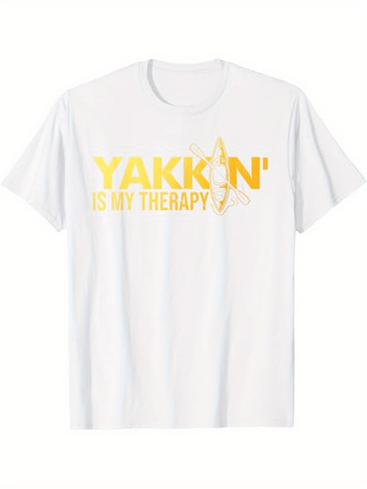 Men's Graphic T-Shirt Yakkin Is My Therapy With Abstract Kayak Oar Sunburst Artwork