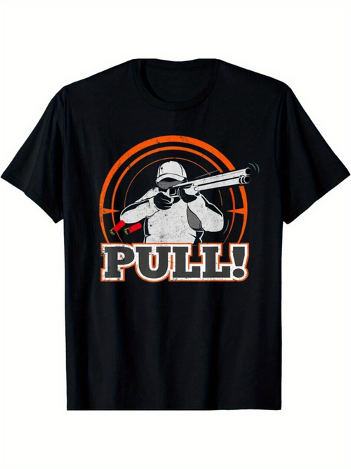 Men's Graphic T-Shirt Pull With Hunter Wearing Helmet And Orange Target Circle