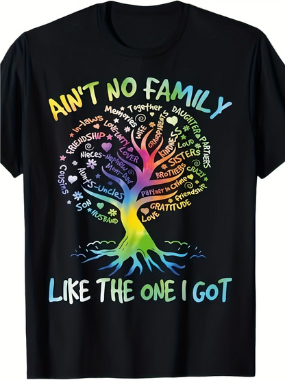 Men's Graphic T-Shirt Aint No Family Like The One I Got Colorful Gradient Tree With Words Of Love
