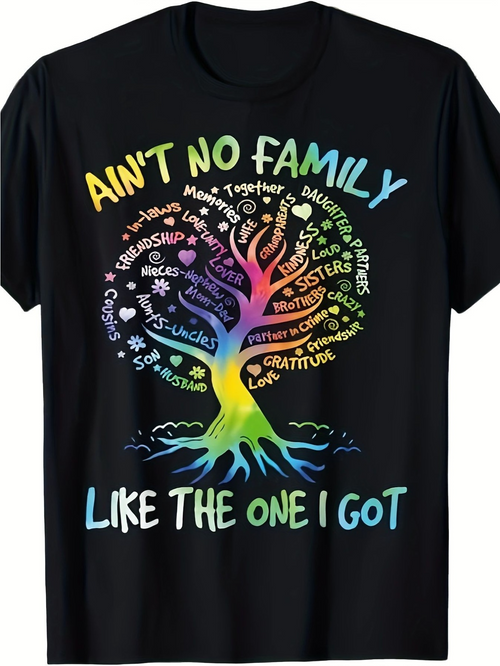 Men's Graphic T-Shirt Aint No Family Like The One I Got Colorful Gradient Tree With Words Of Love