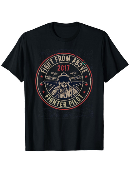 Men's Graphic T-Shirt Fight From Above Bold Fighter Aircraft Among Dramatic Skies Fighter Pilot