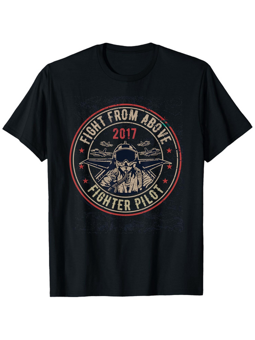 Men's Graphic T-Shirt Fight From Above Bold Fighter Aircraft Among Dramatic Skies Fighter Pilot