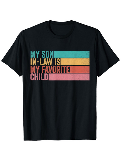 Men's Graphic T-Shirt My Son In Law Is My Favorite Child Colorful Bars Retro T Shirt