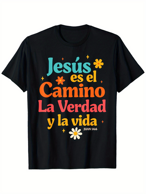 Men's Graphic T-Shirt Colorful Lettering With Flowers On Inspirational Quote Shirt