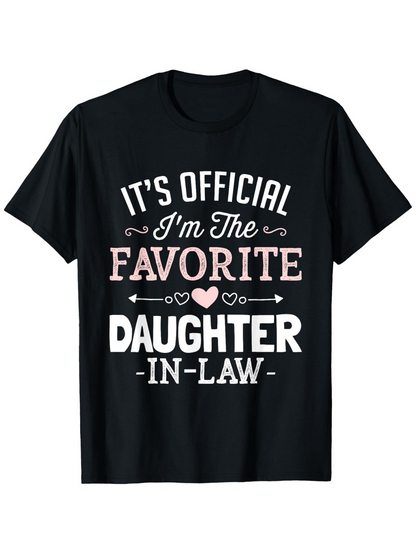 Men's Graphic T-Shirt Its Official Im The Favorite Daughter In Law Heart Motif With Playful Lettering