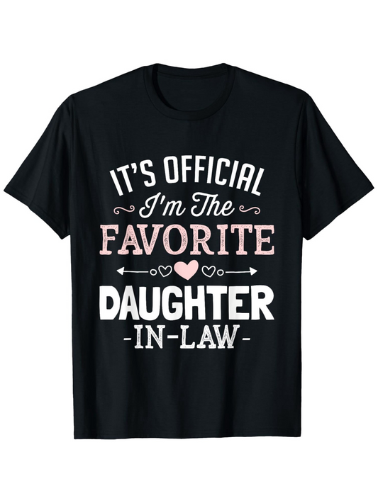 Men's Graphic T-Shirt Its Official Im The Favorite Daughter In Law Heart Motif With Playful Lettering