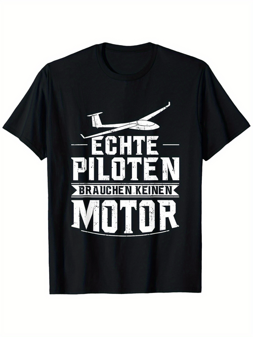 Men's Graphic T-Shirt Vintage Glider Silhouette With Bold Typography And Aviation Theme Airplane