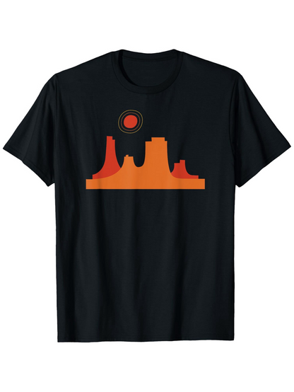 Men's Graphic T-Shirt Abstract Orange Silhouette With Sun Over Desert Landscape