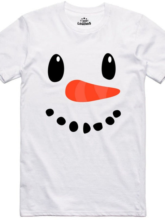 Men's Graphic T-Shirt Playful Winter Cheerful Face With Orange Carrot Nose Snowman