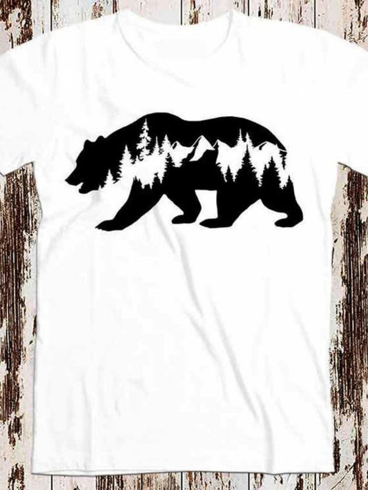 Men's Graphic T-Shirt Majestic Landscape With Pine Trees Hillside And Wilderness Bear