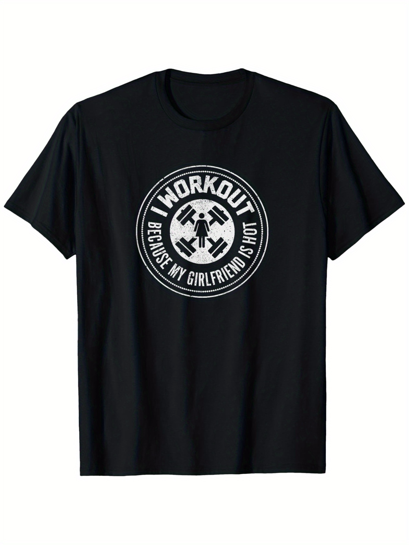 Men's Graphic T-Shirt Workout Slogan With Dumbbells In Round Graphic Weightlifting Theme