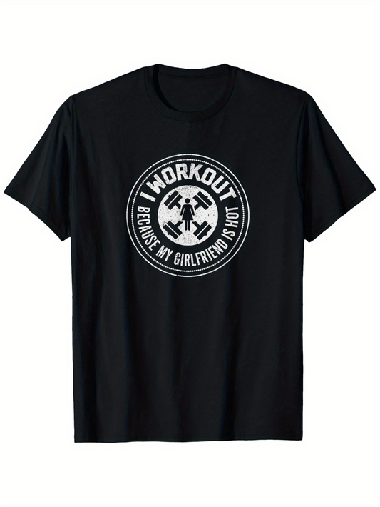 Men's Graphic T-Shirt Workout Slogan With Dumbbells In Round Graphic Weightlifting Theme