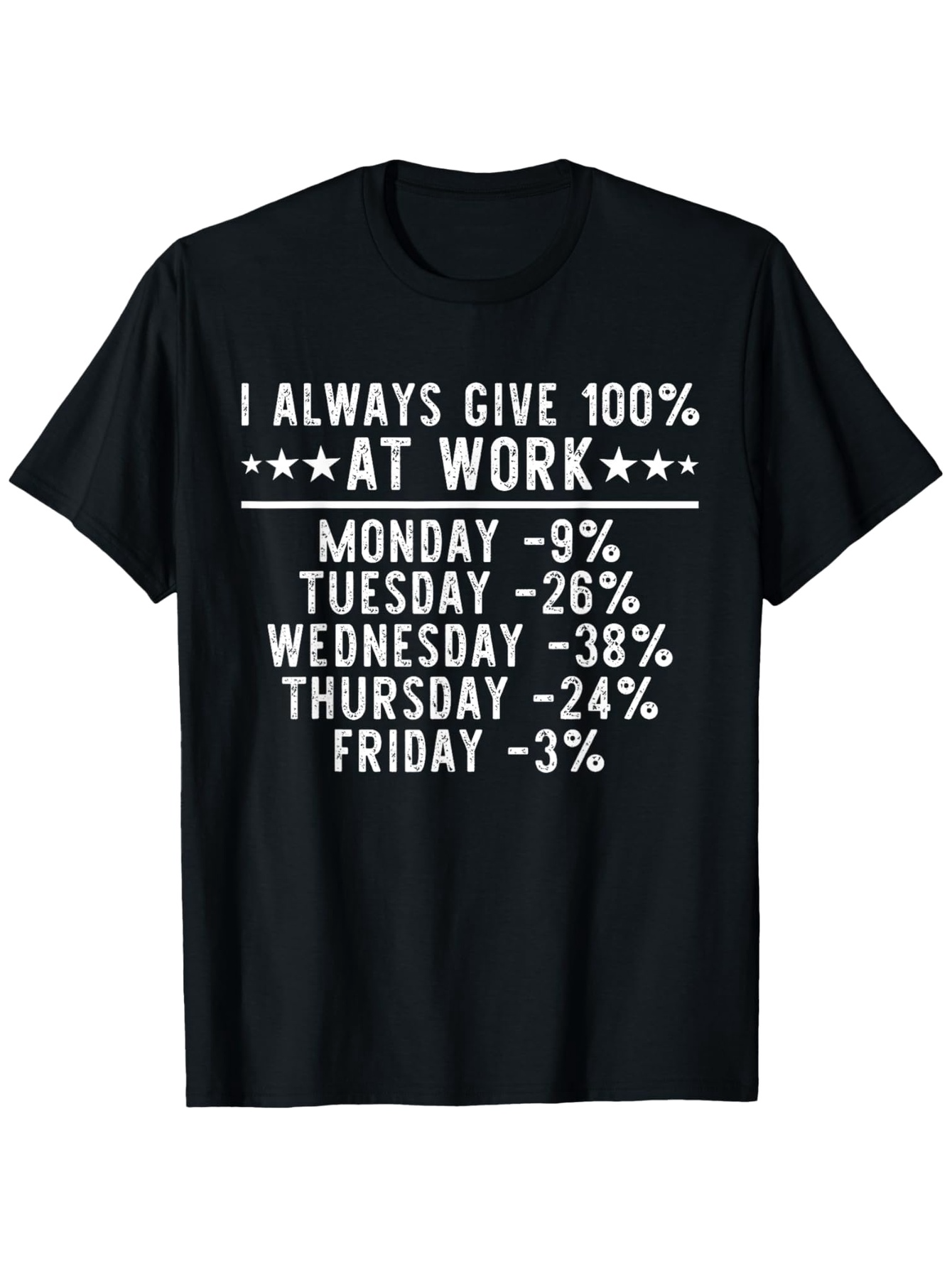 Men's Graphic T-Shirt I Always Give 100 Percent At Work With Playful Weekday Percentages Statement