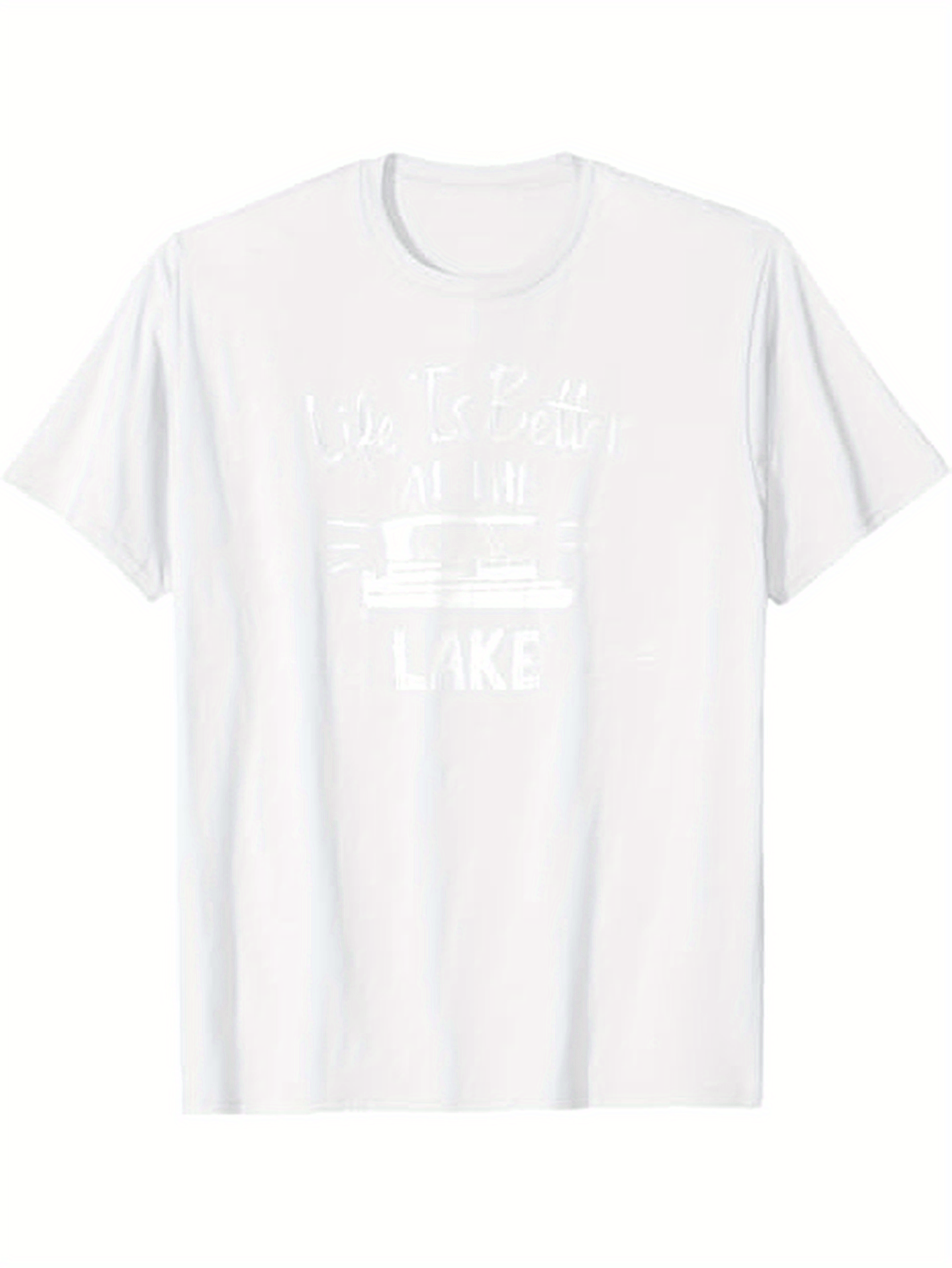 Men's Graphic T-Shirt Lake Life With Retro Sunrise Reflections Across Calm Water