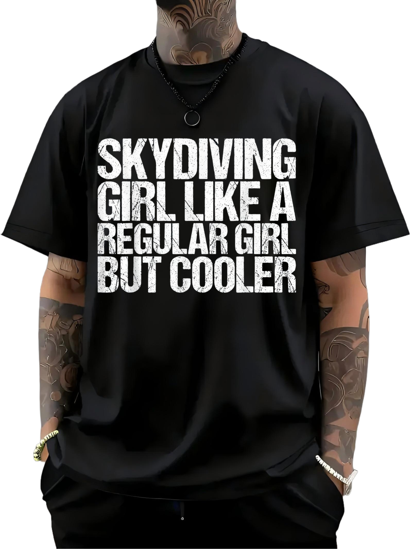 Men's Graphic T-Shirt Skydiving Girl Like A Regular Girl But Cooler Bold White Graphic Statement T Shirt