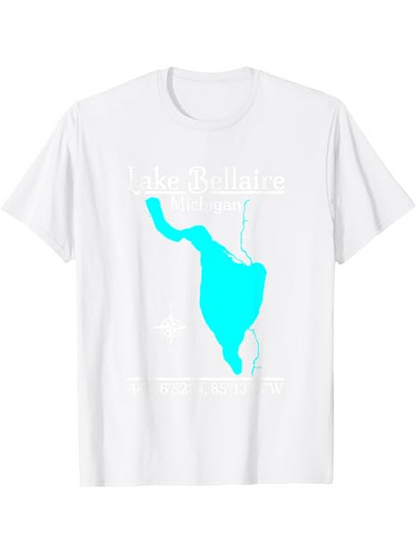 Men's Graphic T-Shirt Lake Balaton Turquoise Blue Water Map T Shirt