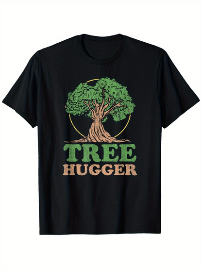 Men's Graphic T-Shirt Tree Hugger Lush Green Foliage With Sprawling Trunk On Classic Ancient Tree