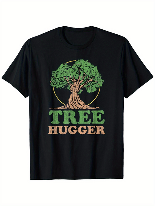 Men's Graphic T-Shirt Tree Hugger Lush Green Foliage With Sprawling Trunk On Classic Ancient Tree