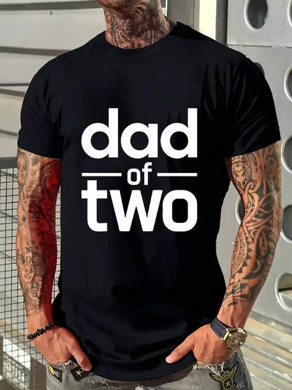 Men's Graphic T-Shirt Dad Of Two Bold Letters Over Simple Black T Shirt