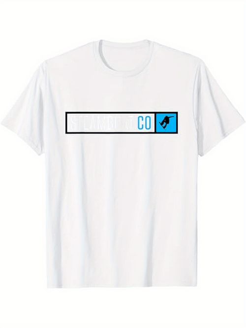 Men's Graphic T-Shirt Blue Framed Modern Search Bar Graphic With Arrow Next To CO Text