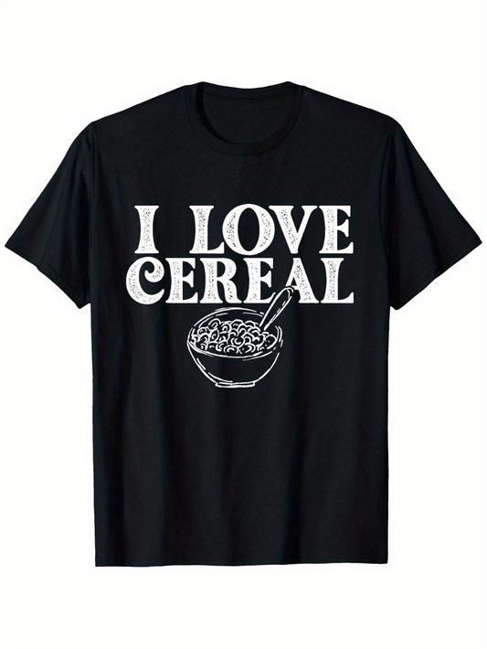 Men's Graphic T-Shirt I Love Cereal With A Bowl Of Crunchy Breakfast Cereal