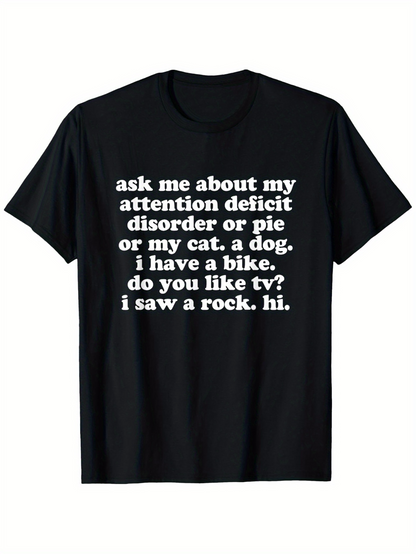 Men's Graphic T-Shirt Ask Me About Pie Bike TV Rock Black T Shirt
